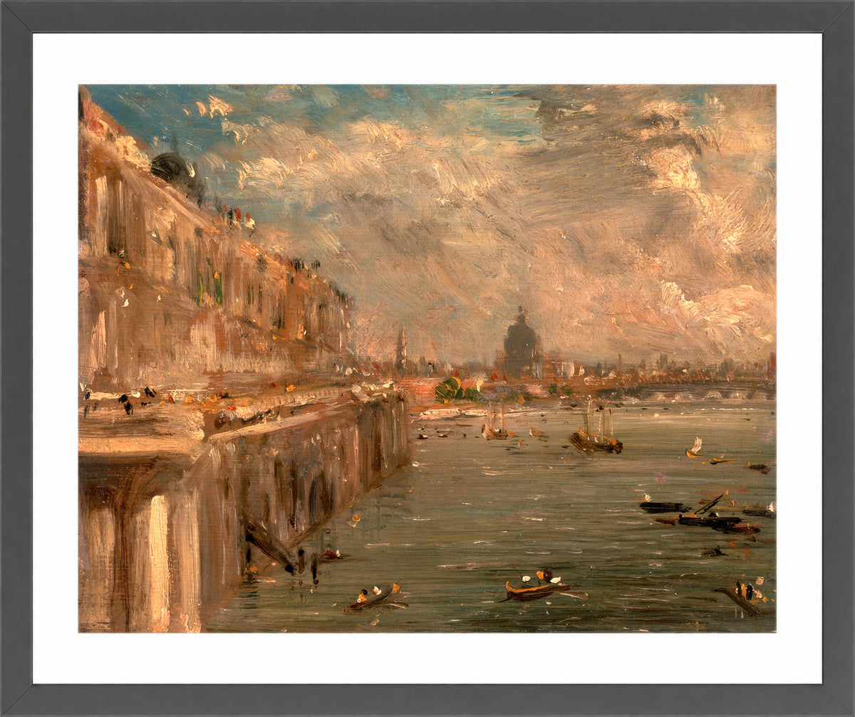 John Constable Print, Somerset House Terrace from Waterloo Bridge (ca in a dark grey frame