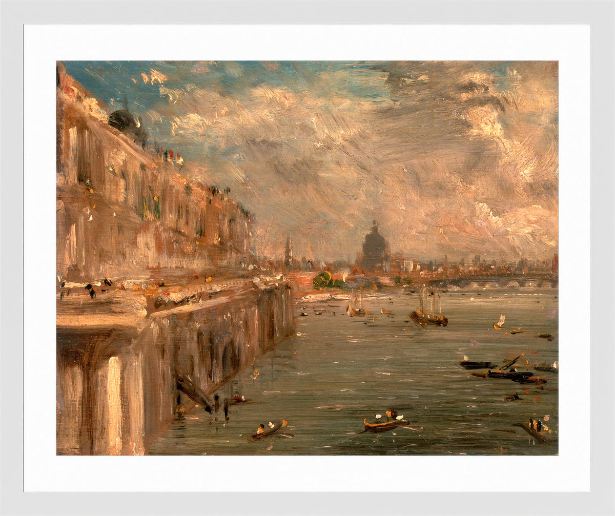 John Constable Print, Somerset House Terrace from Waterloo Bridge (ca in a white frame