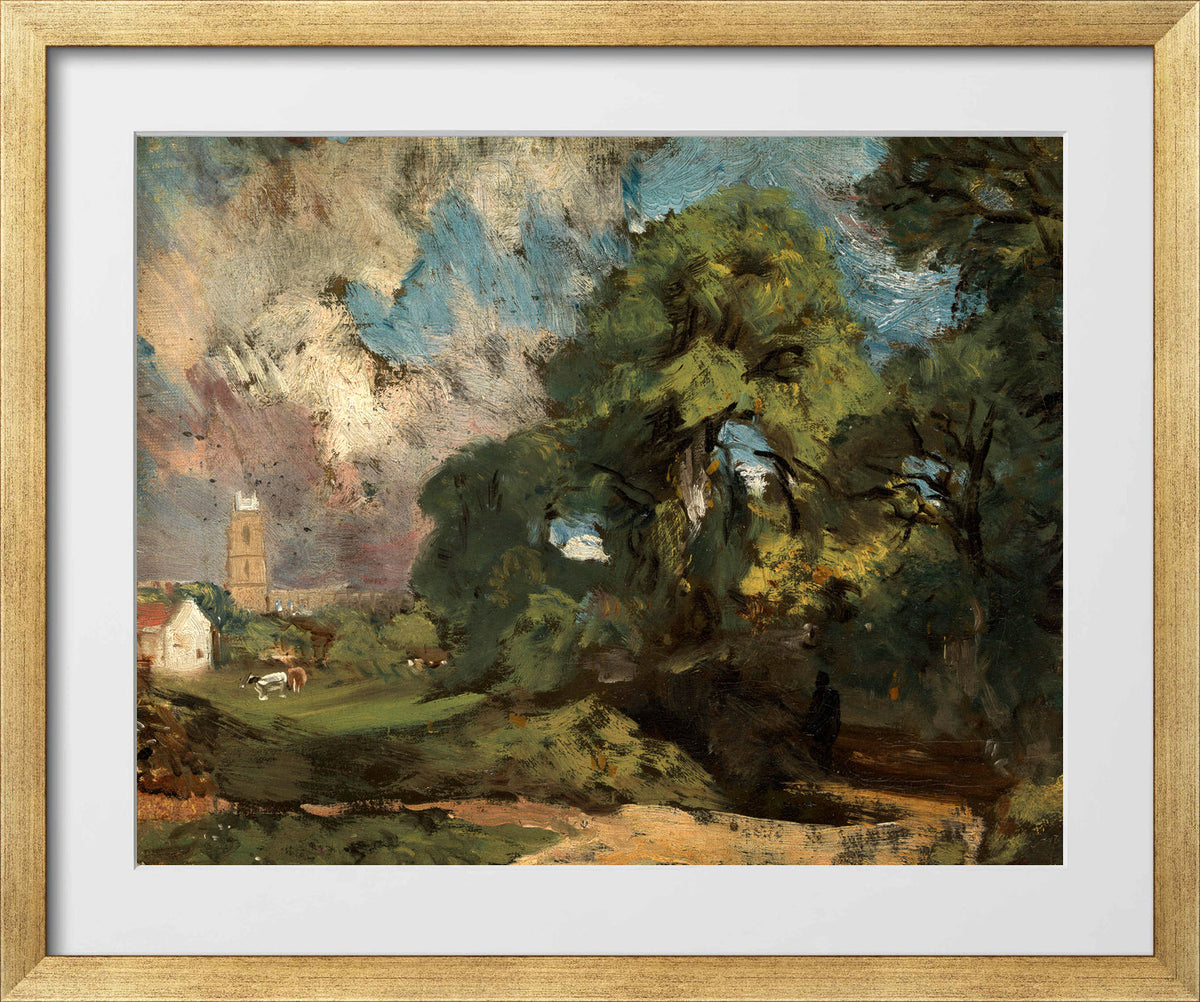 John Constable Print, Stoke-by-Nayland (ca in a gold frame