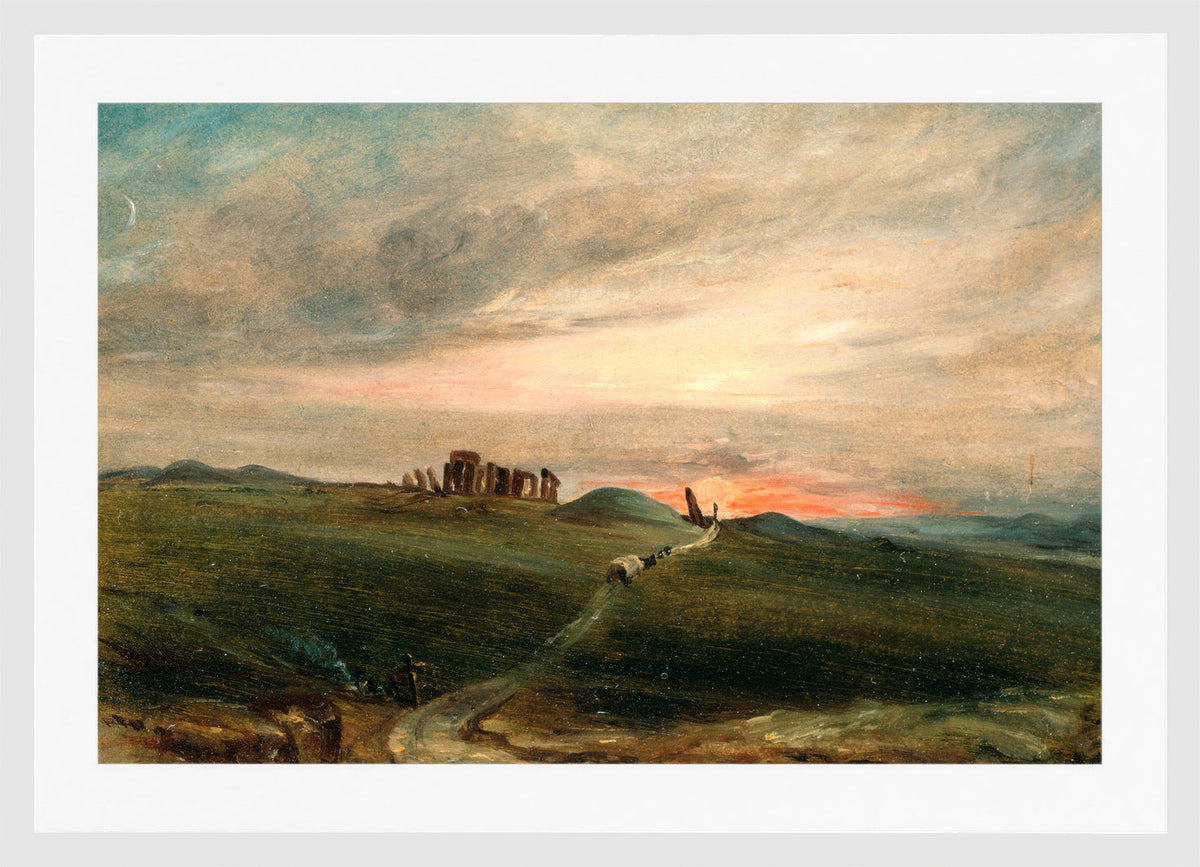 John Constable Print, Stonehenge at Sunset in a white frame