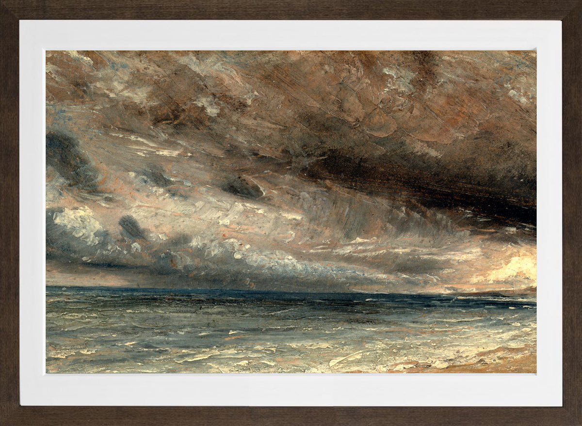 John Constable Print, Stormy Sea, Brighton (ca in a brown frame