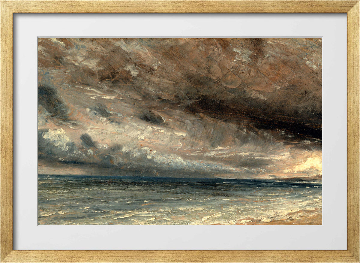 John Constable Print, Stormy Sea, Brighton (ca in a gold frame