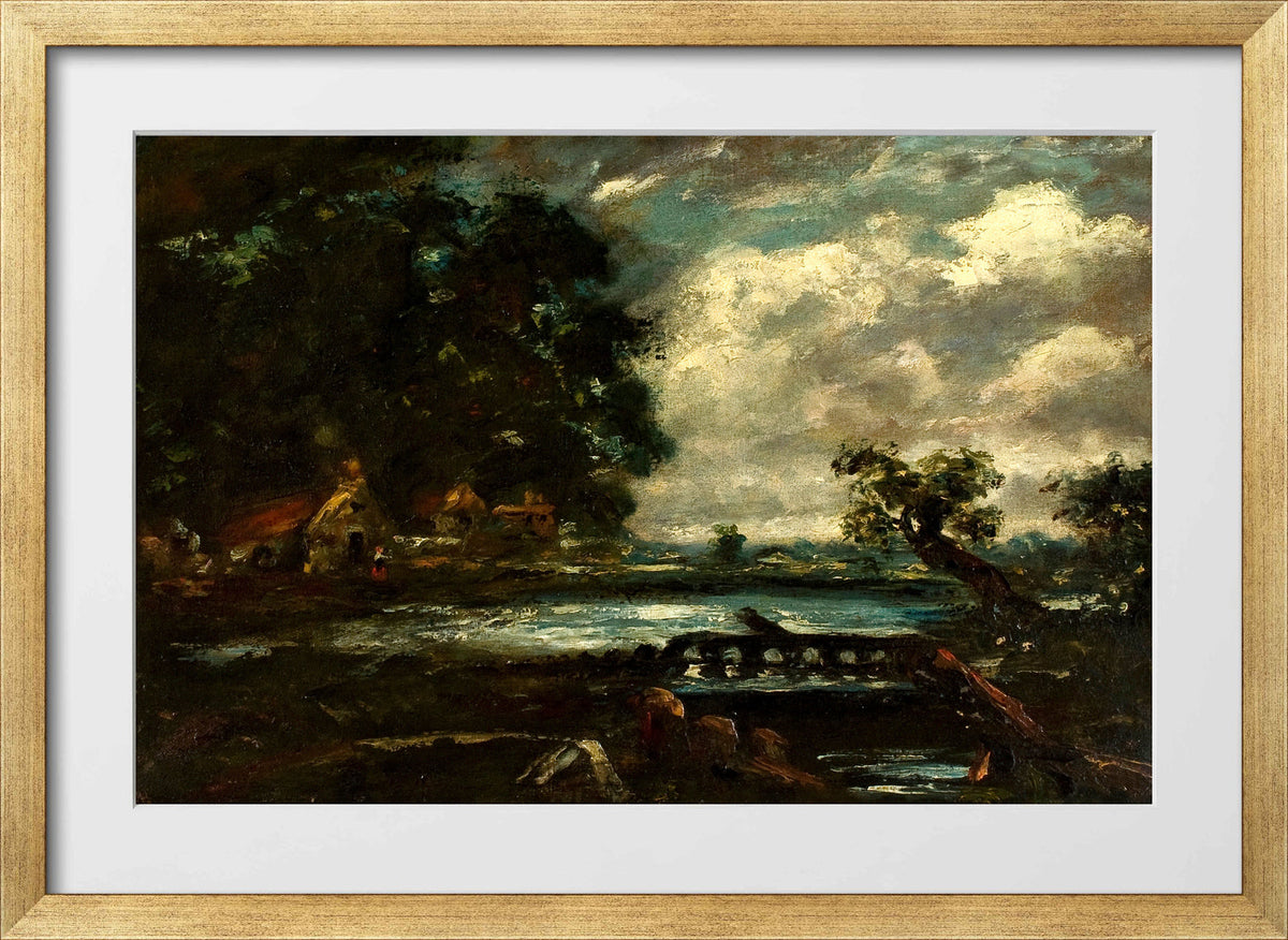John Constable Print, Study for ‘The Leaping Horse’ in a gold frame