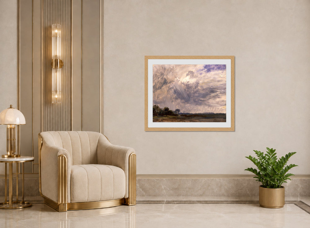John Constable Print, Study of a Cloudy Sky (ca displayed in an Art Deco interior