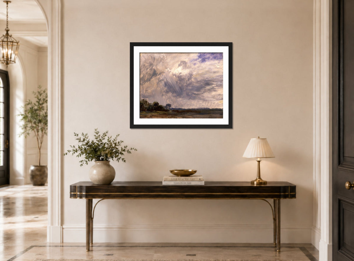 John Constable Print, Study of a Cloudy Sky (ca displayed above a console table