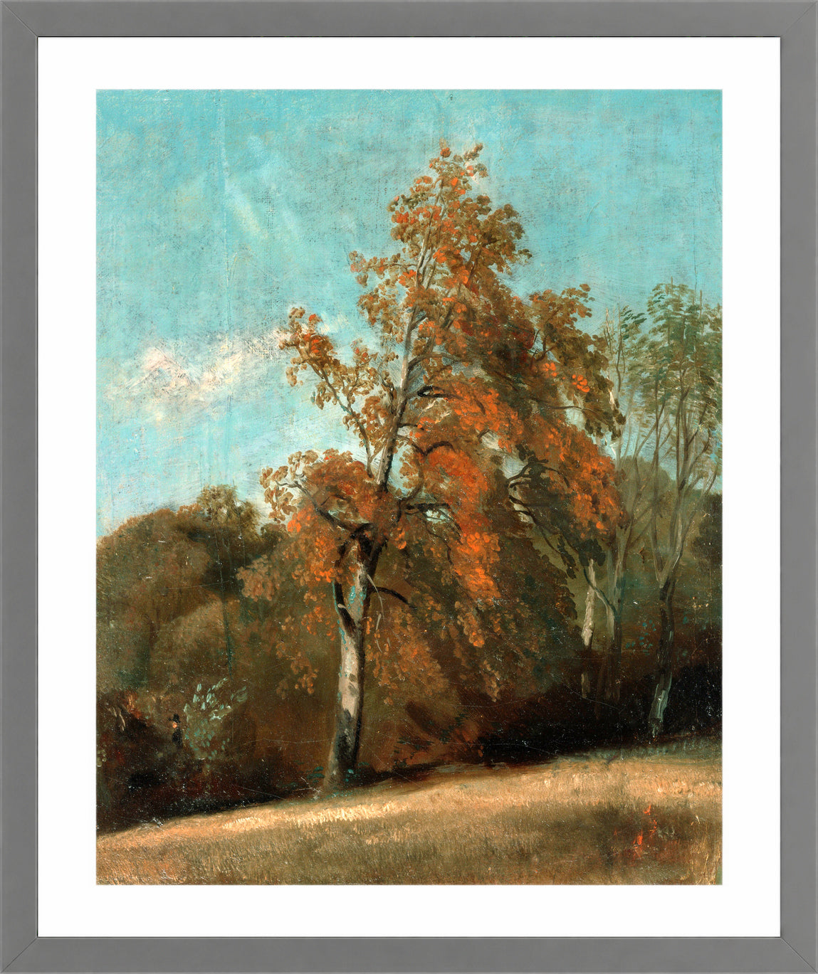 John Constable Print, Study of an Ash Tree (1801-1803) in a light grey frame