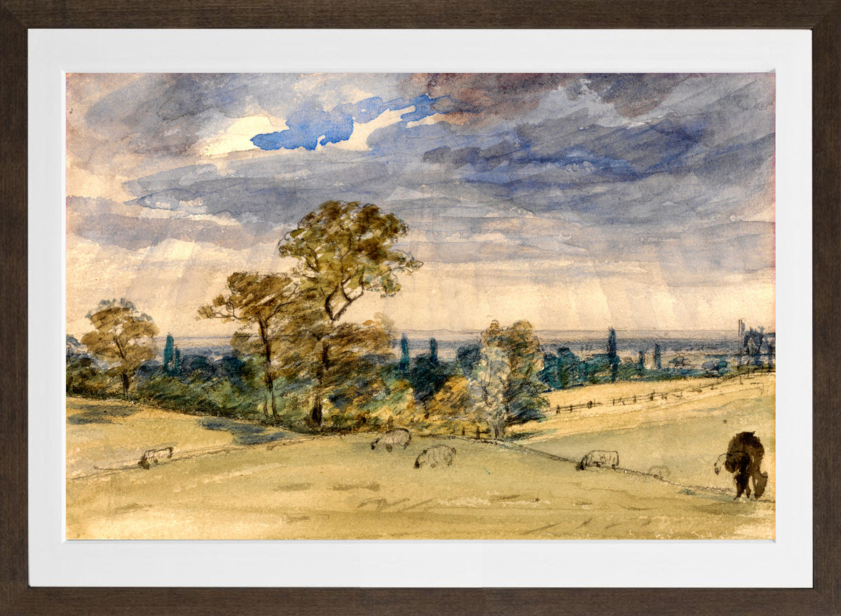 John Constable Print, Suffolk Landscape in a brown frame
