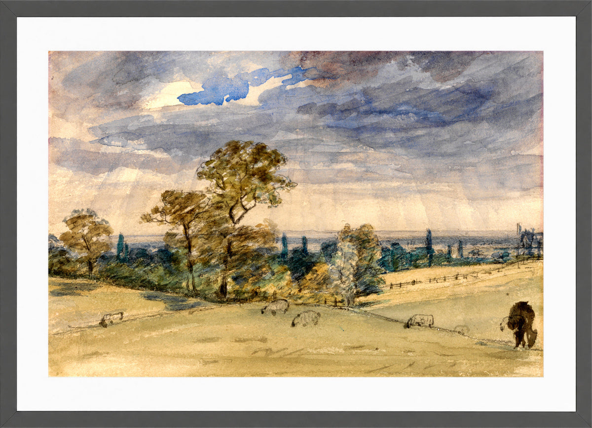 John Constable Print, Suffolk Landscape in a dark grey frame