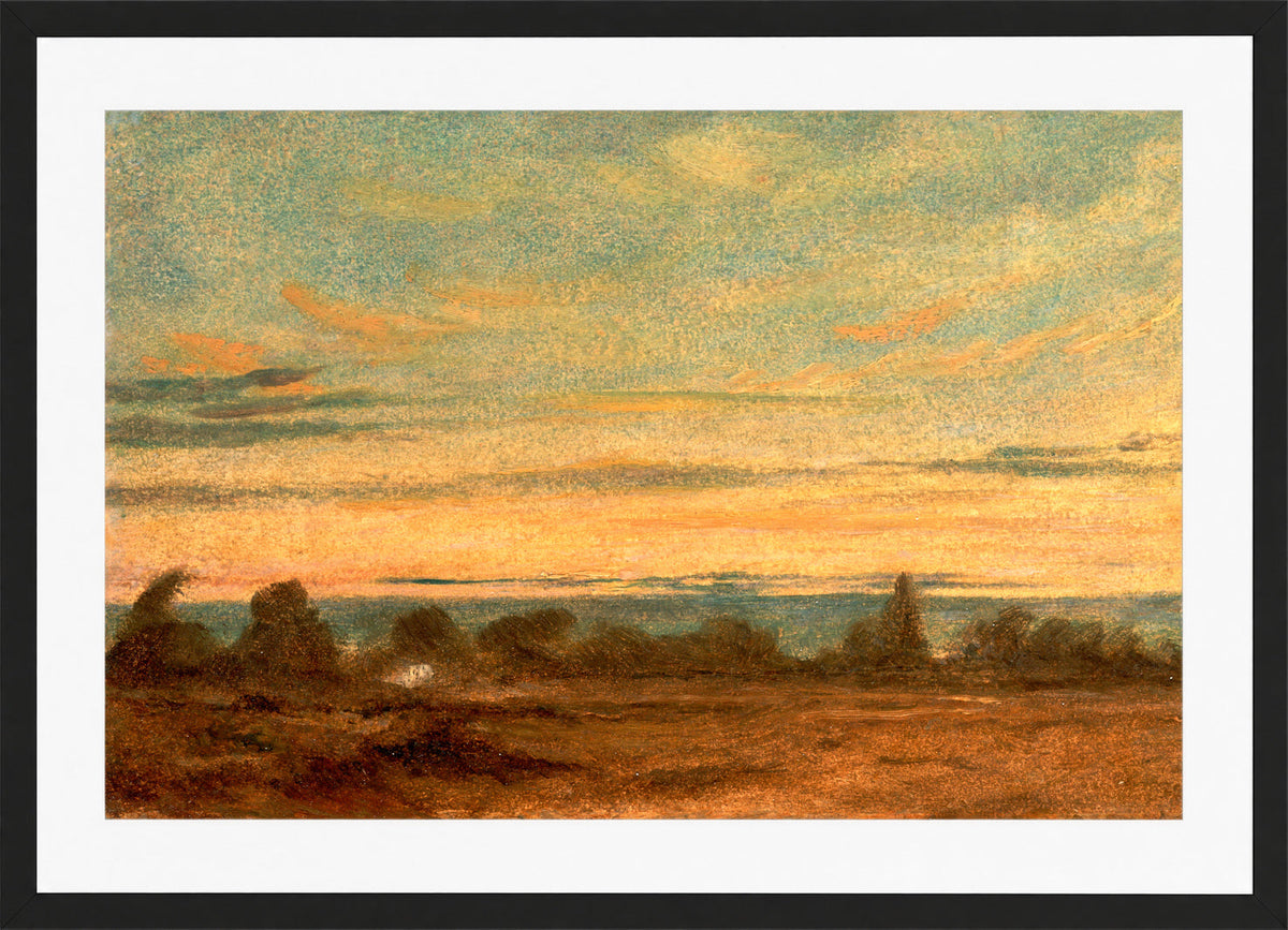 John Constable Print, Summer, Evening Landscape in a black frame