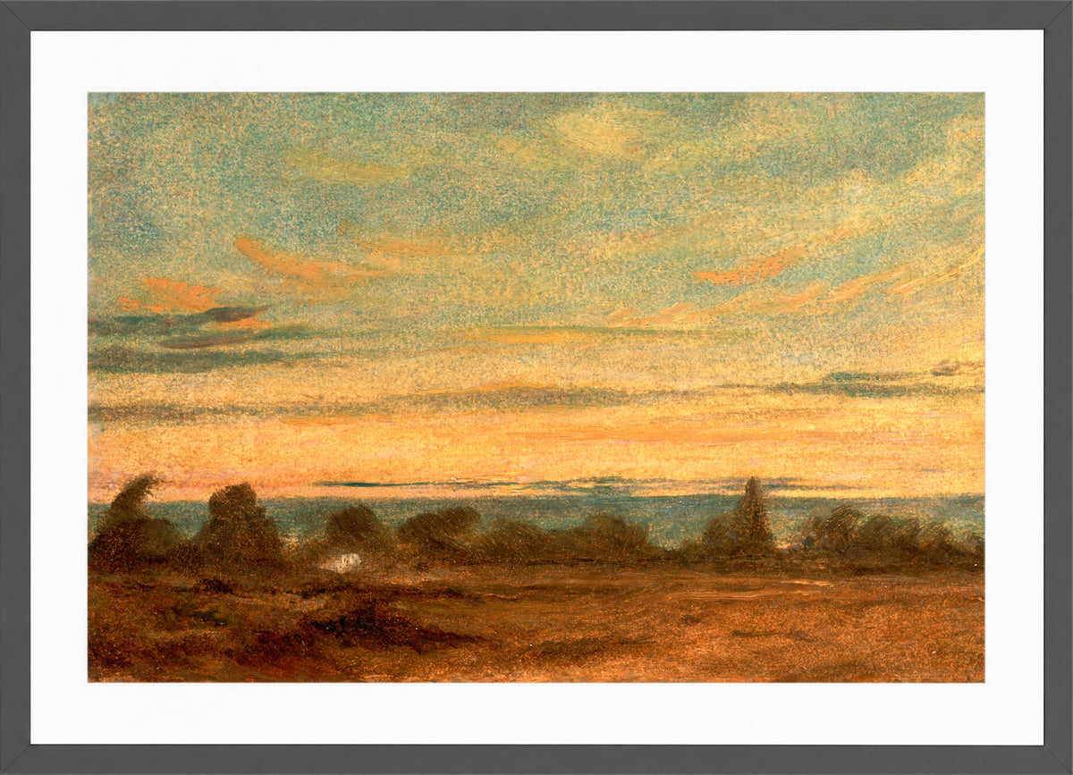 John Constable Print, Summer, Evening Landscape in a dark grey frame