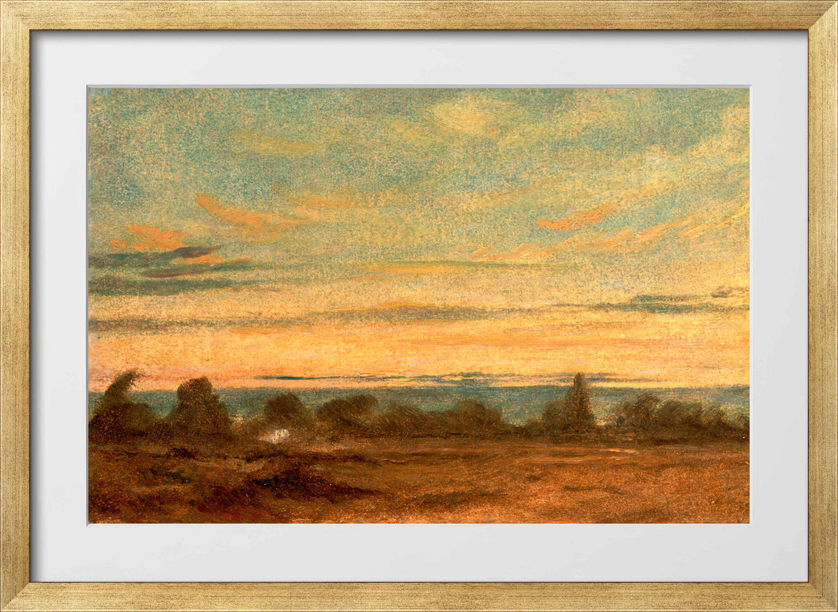 John Constable Print, Summer, Evening Landscape in a gold frame