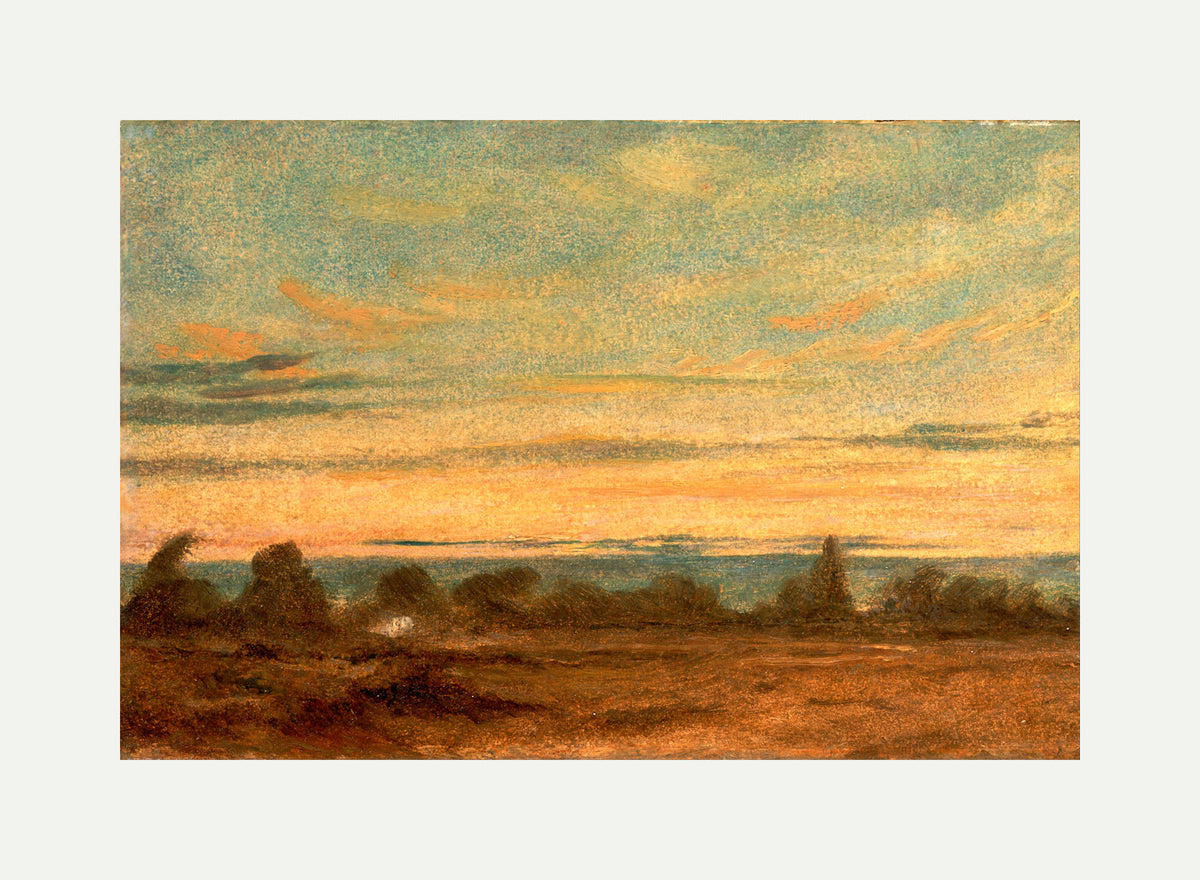 John Constable Print, Summer, Evening Landscape with an off-white border for rolled canvas