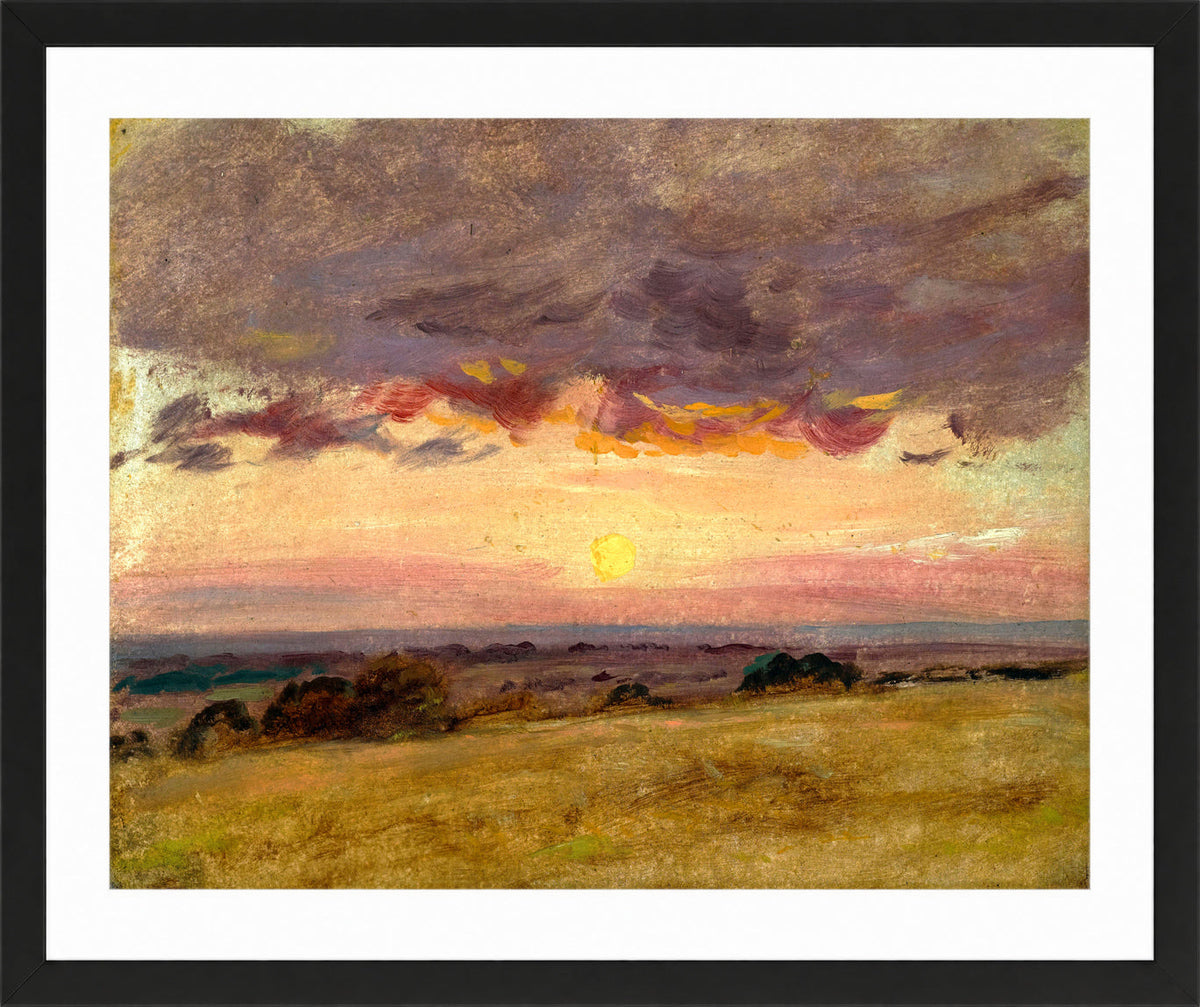 John Constable Print, Summer Evening With Storm Clouds in a black frame