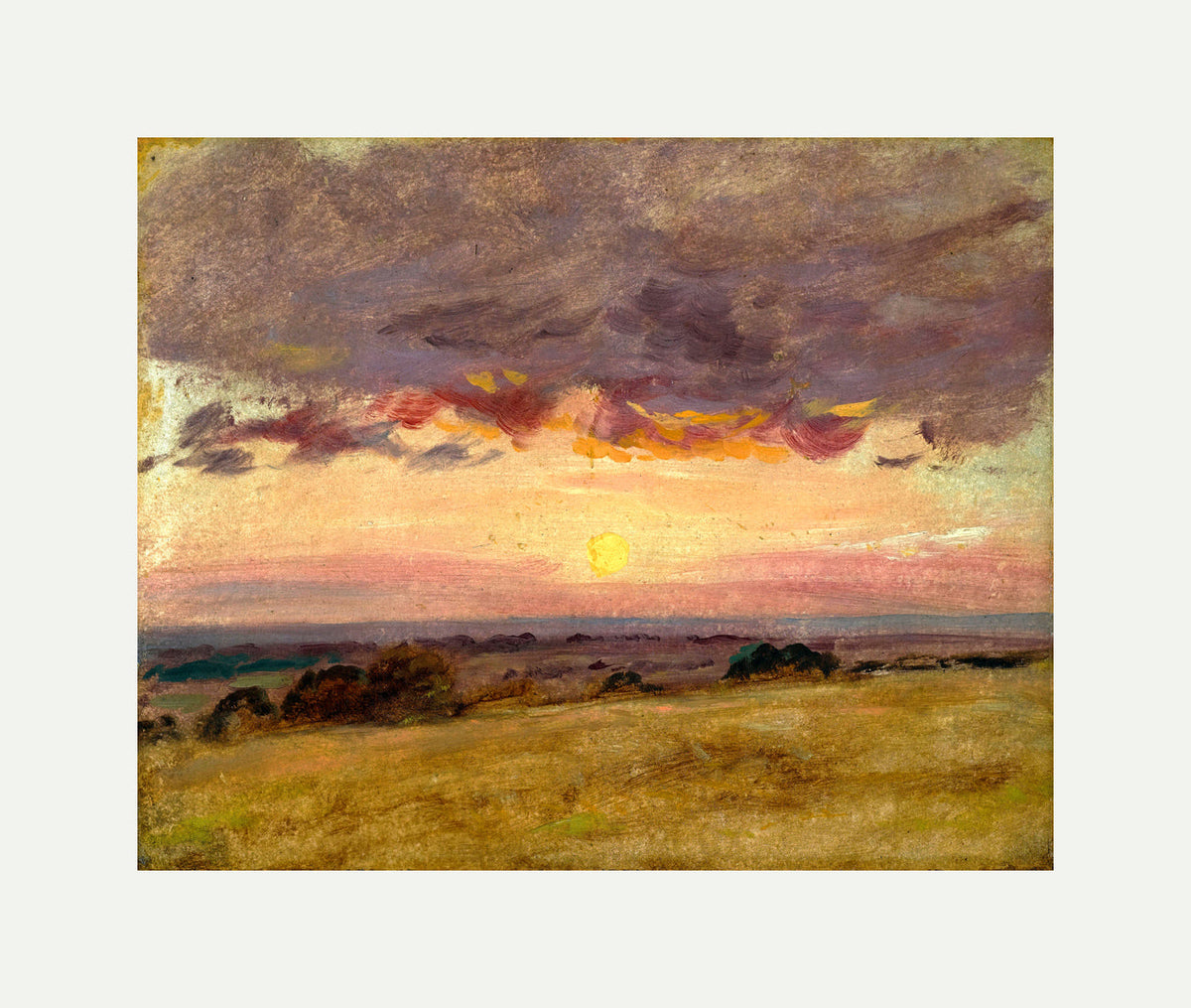 John Constable Print, Summer Evening With Storm Clouds with an off-white border for rolled canvas