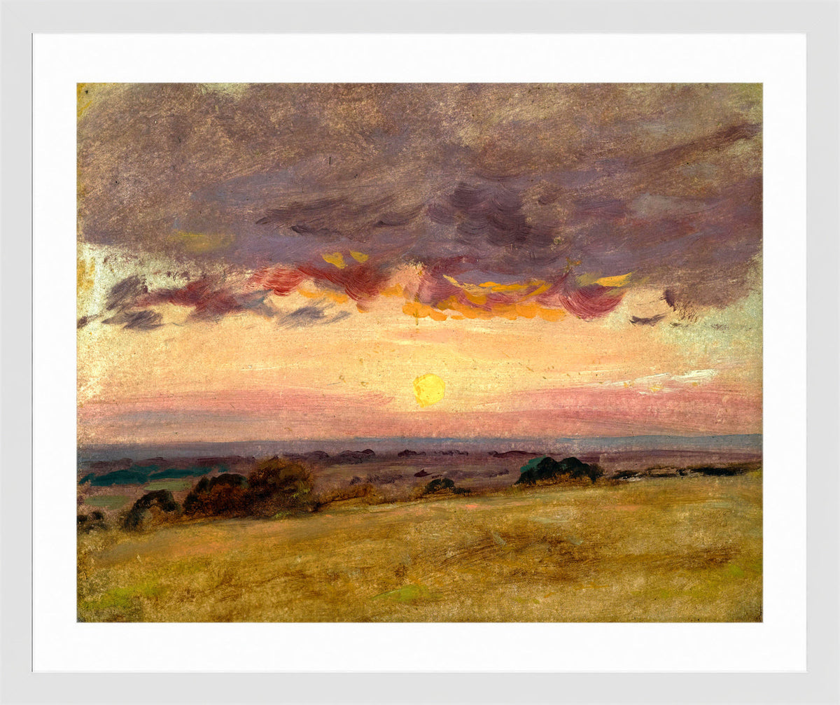 John Constable Print, Summer Evening With Storm Clouds in a white frame
