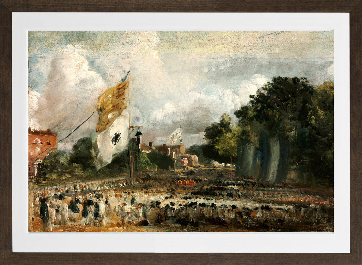 John Constable Print, The Celebration in East Bergholt of the Peace of 1814 Concluded in Paris between France and the Allied Powers in a brown frame