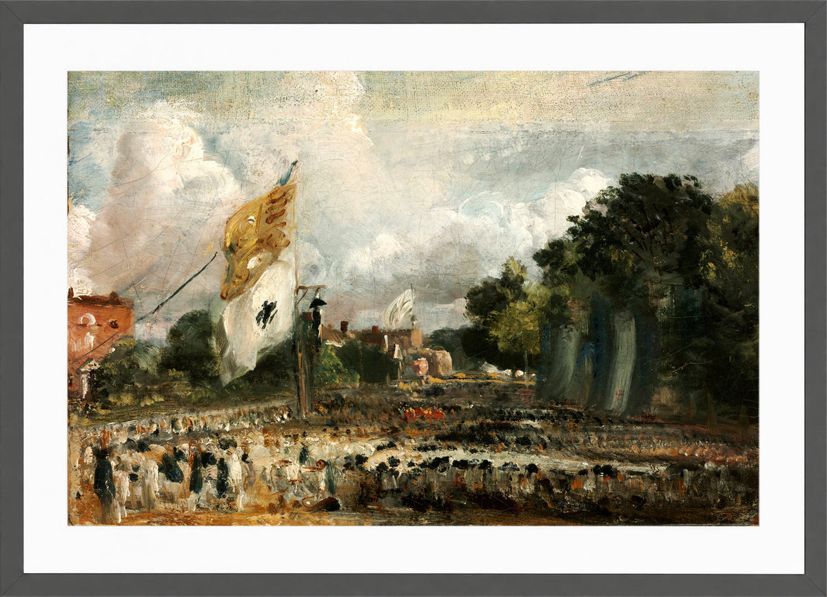 John Constable Print, The Celebration in East Bergholt of the Peace of 1814 Concluded in Paris between France and the Allied Powers in a dark grey frame