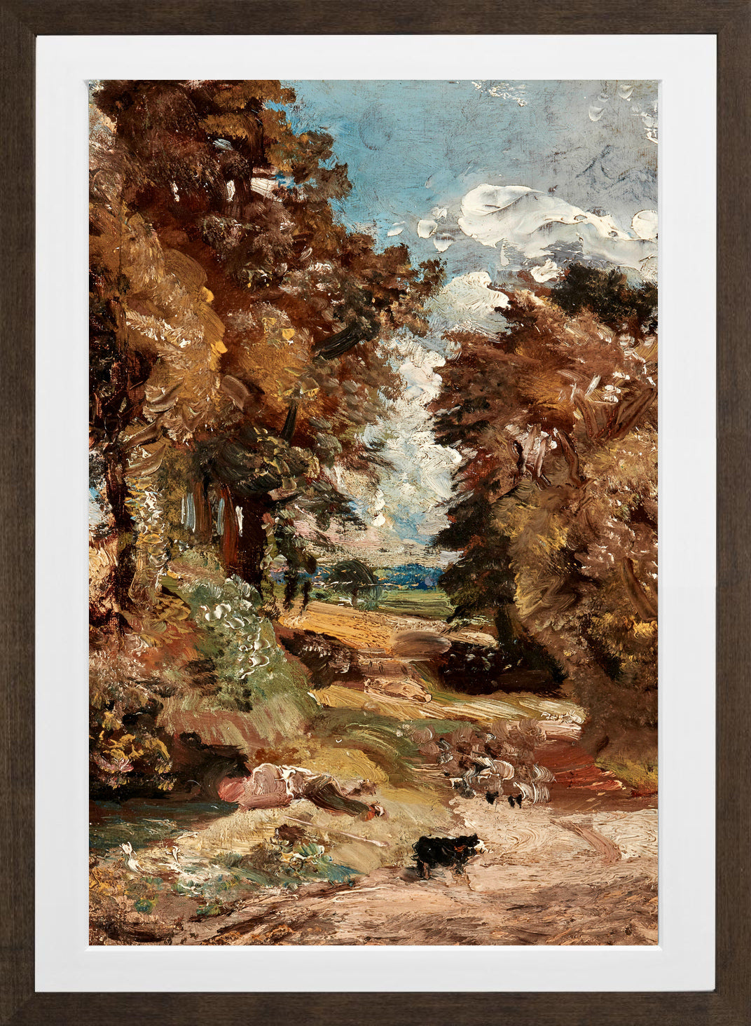 John Constable Print, The Cornfield (1816) in a brown frame