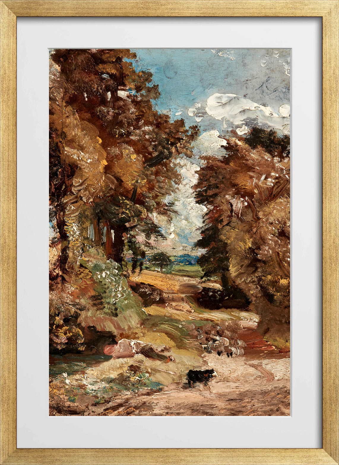 John Constable Print, The Cornfield (1816) in a gold frame