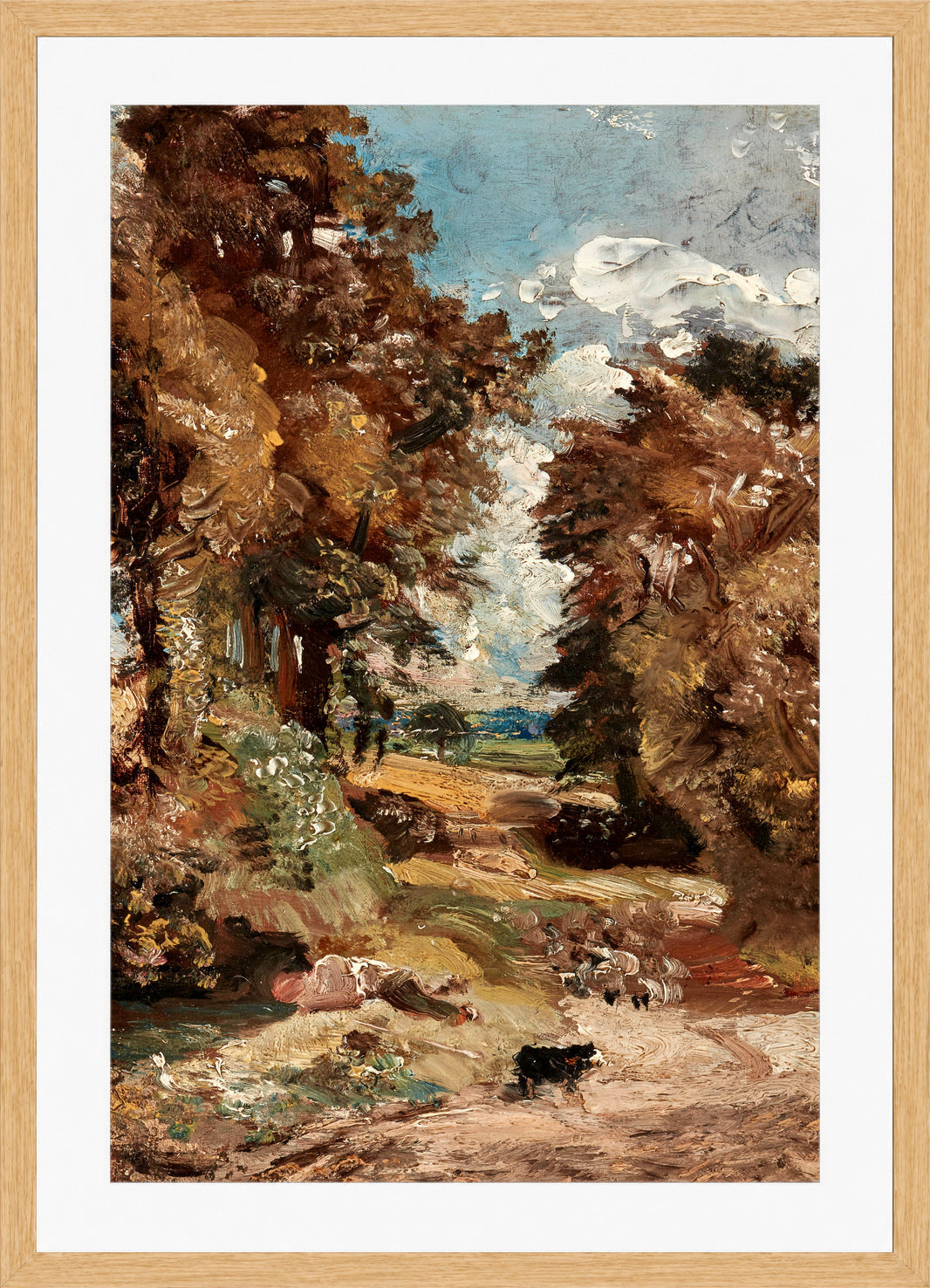 John Constable Print, The Cornfield (1816) in an oak frame