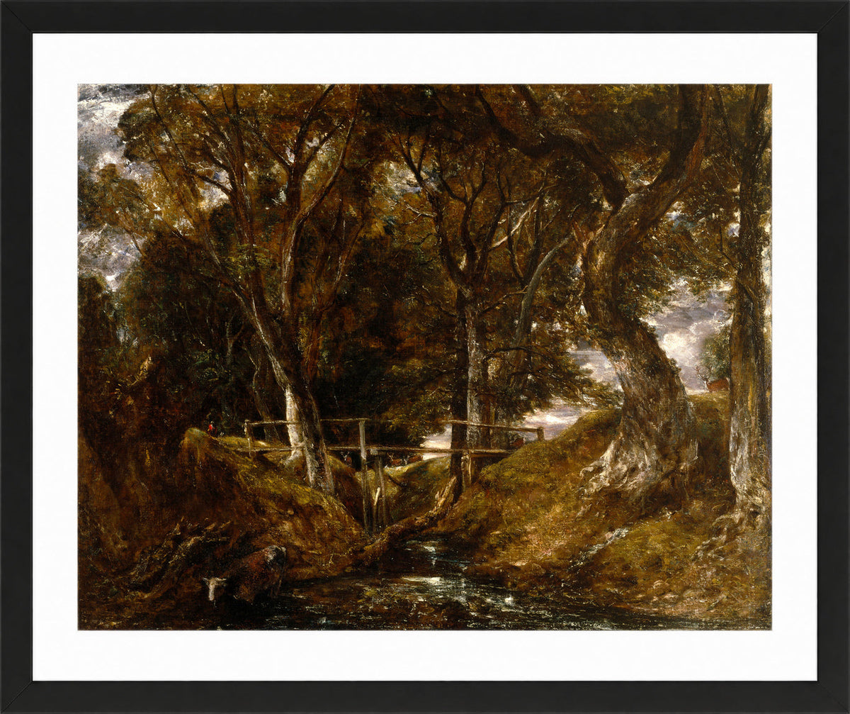 John Constable Print, The Dell at Helmingham Park in a black frame