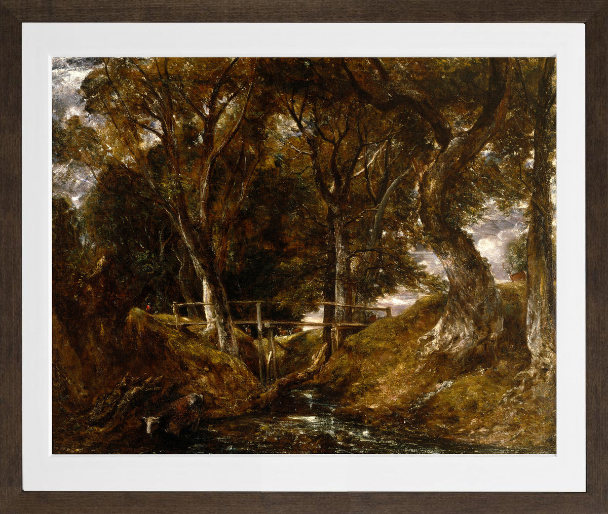 John Constable Print, The Dell at Helmingham Park in a brown frame