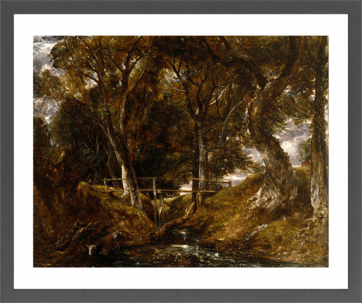 John Constable Print, The Dell at Helmingham Park in a dark grey frame