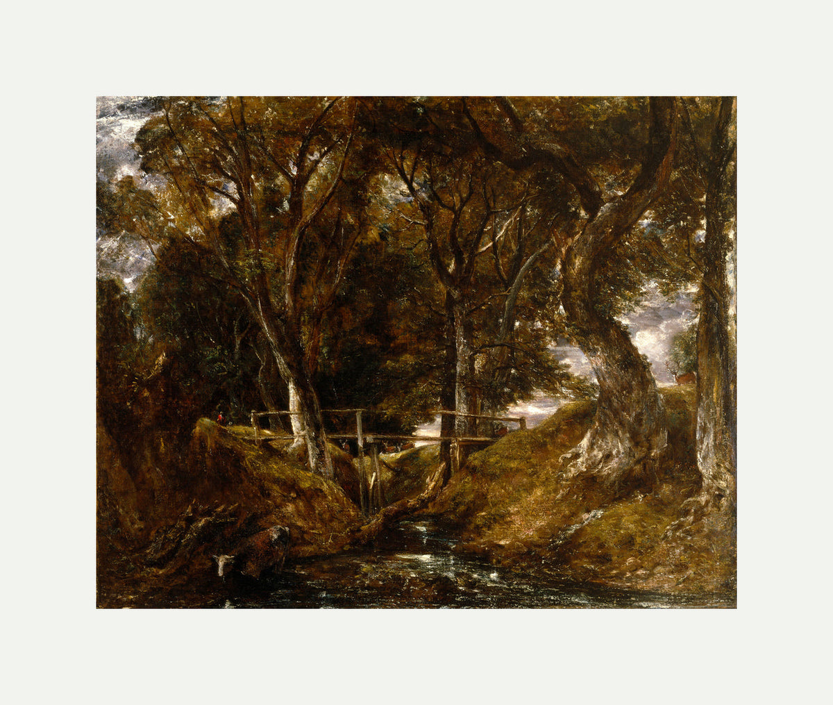 John Constable Print, The Dell at Helmingham Park with an off-white border for rolled canvas