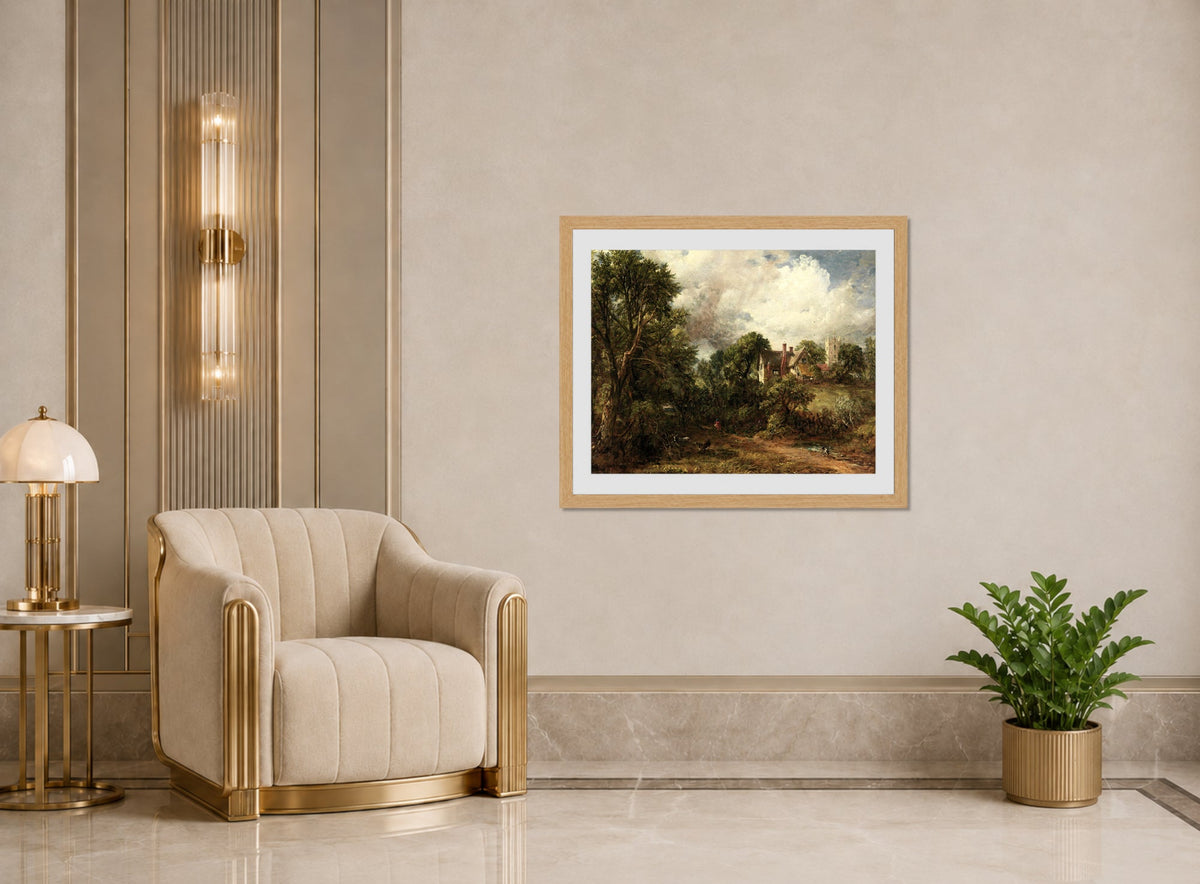 John Constable Print, The Glebe Farm (1827) displayed in an Art Deco interior