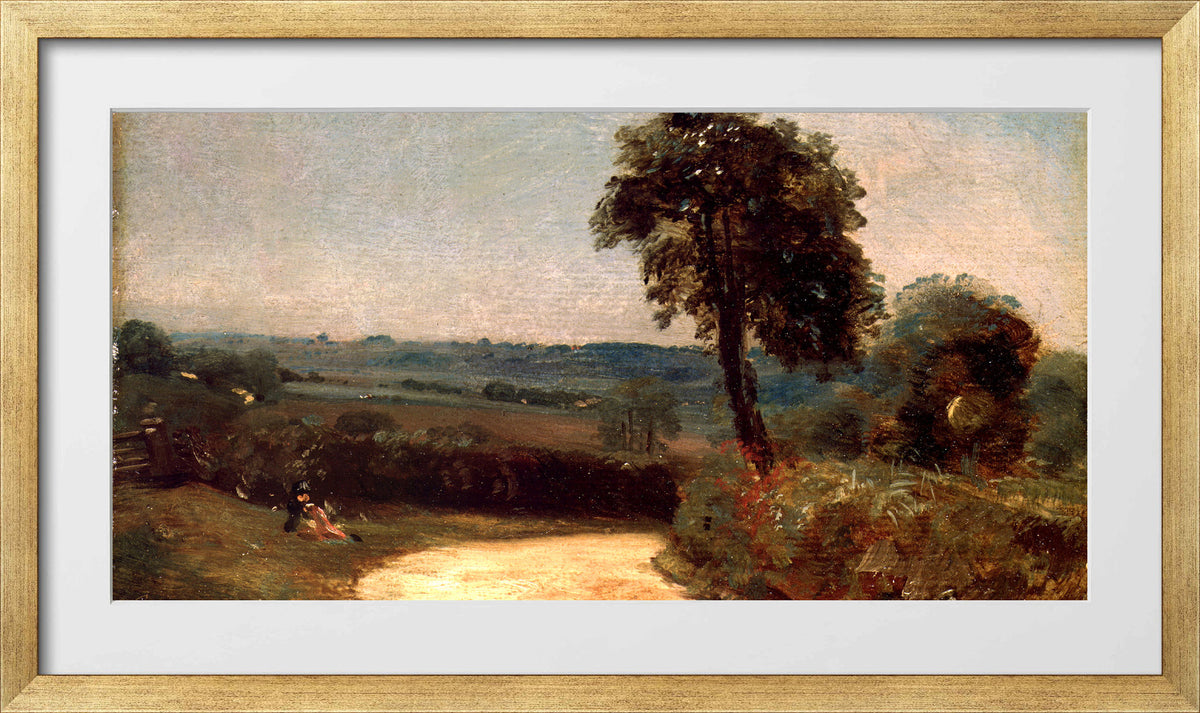John Constable Print, The Lane from East Bergholt to Flatford (1812) in a gold frame