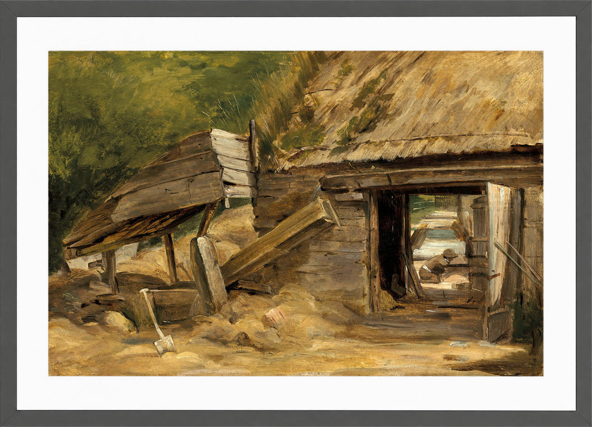 John Constable Print, The Old Mill Shed, Dedham in a dark grey frame
