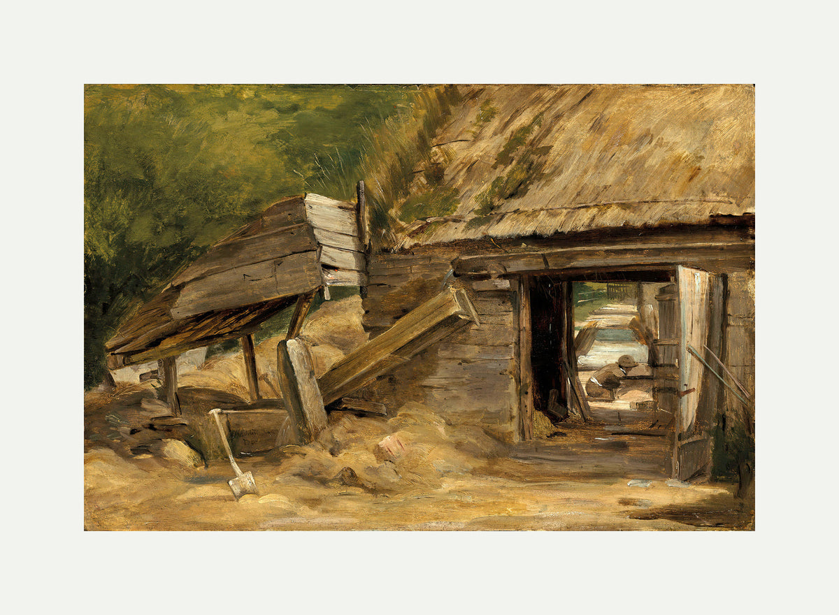 John Constable Print, The Old Mill Shed, Dedham with an off-white border for rolled canvas