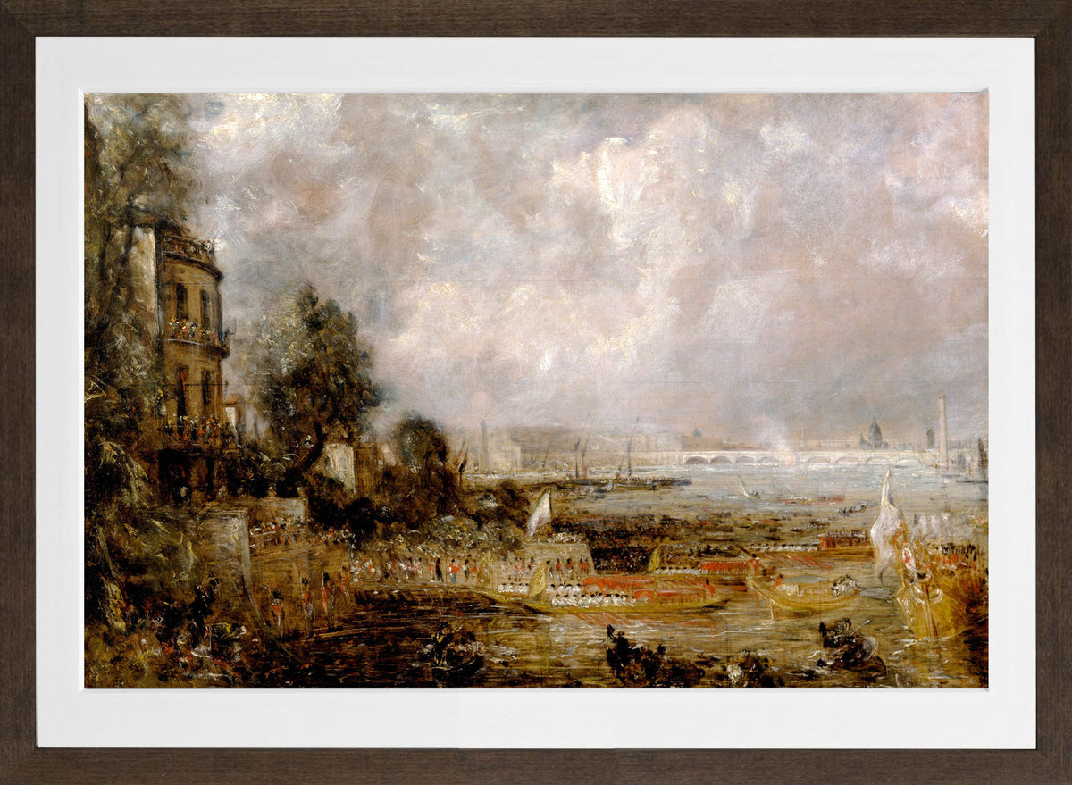 John Constable Print, The Opening of Waterloo Bridge in a brown frame