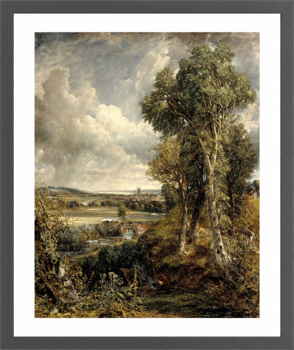 John Constable Print, The Vale of Dedham in a dark grey frame