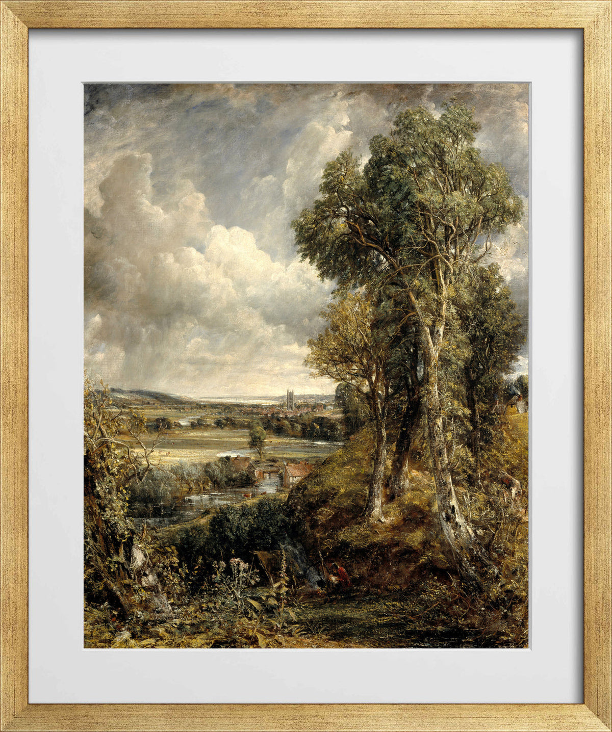 John Constable Print, The Vale of Dedham in a gold frame