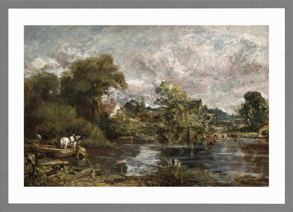 John Constable Print, The White Horse (1818-1819) in a light grey frame