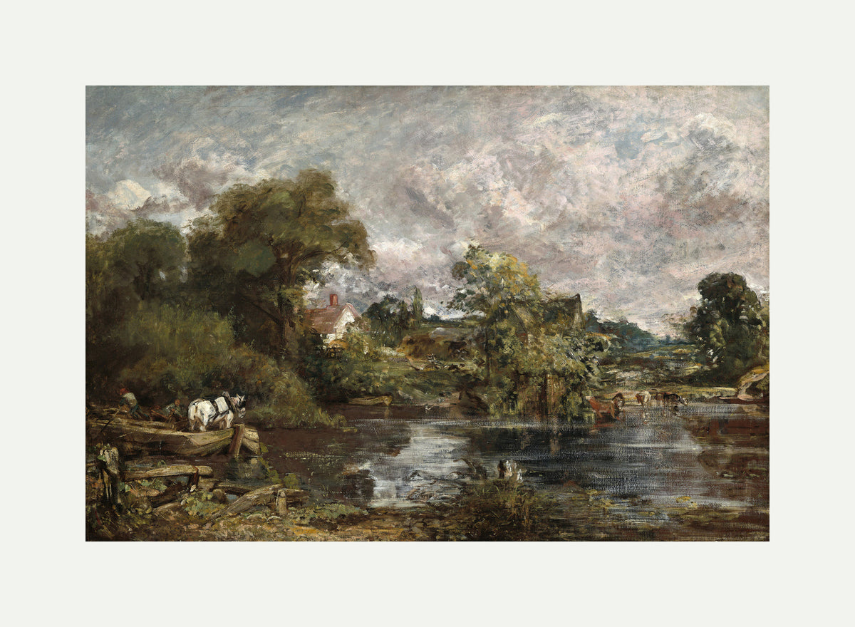 John Constable Print, The White Horse (1818-1819) with an off-white border for rolled canvas