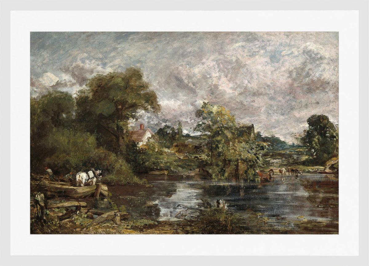 John Constable Print, The White Horse (1818-1819) in a white frame