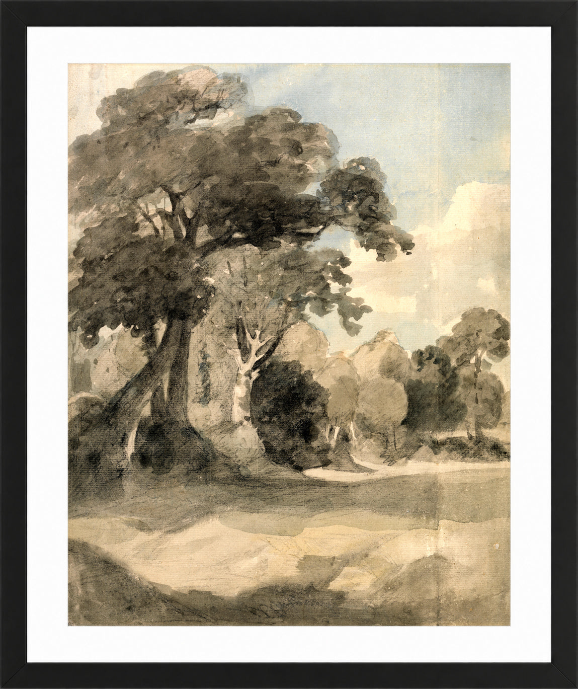 John Constable Print, Trees in a Meadow (ca in a black frame