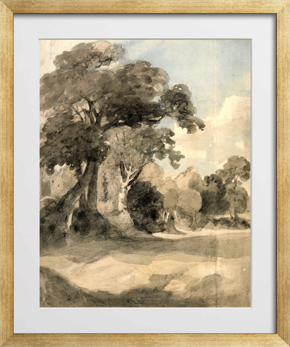 John Constable Print, Trees in a Meadow (ca in a gold frame