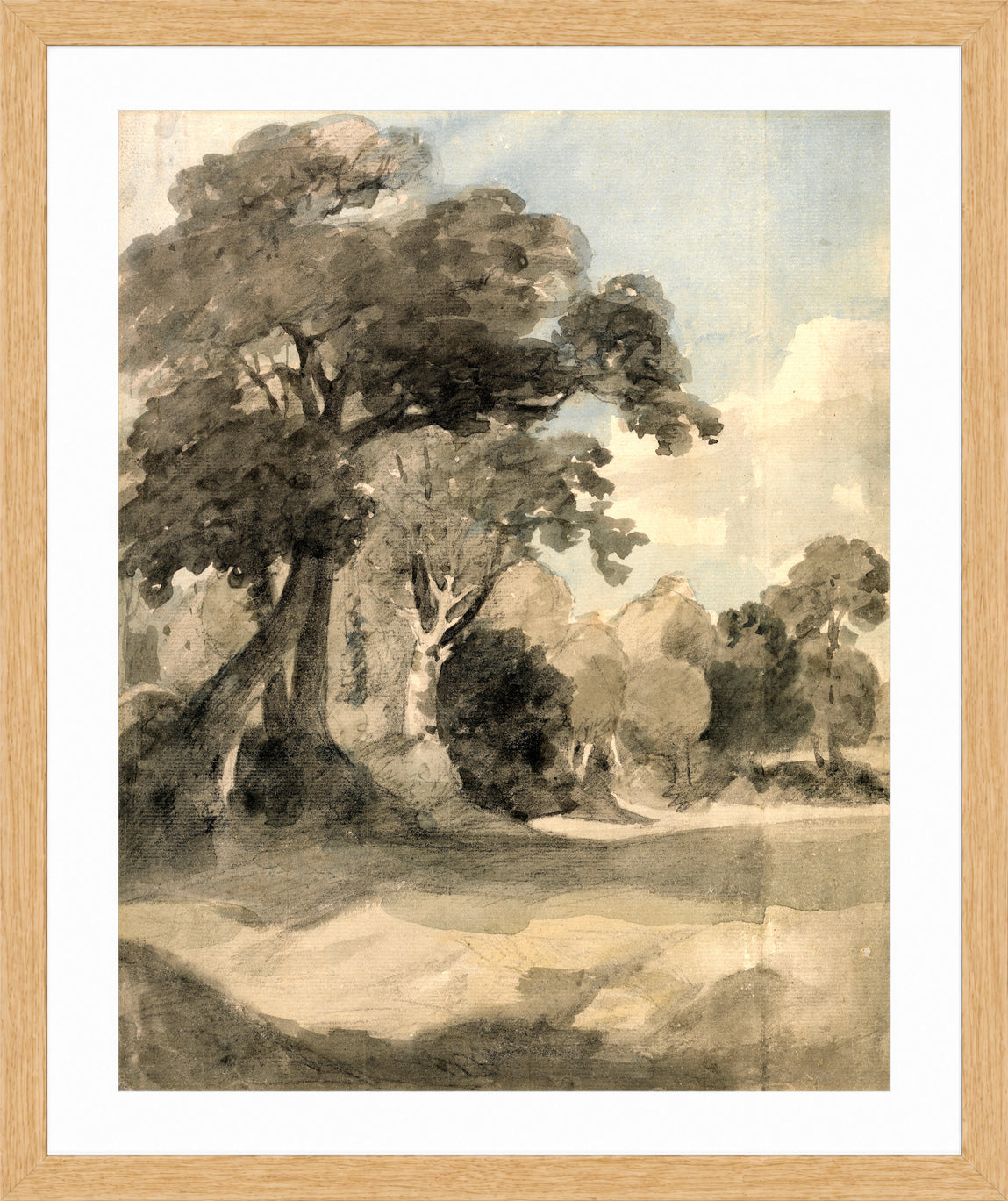 John Constable Print, Trees in a Meadow (ca in an oak frame