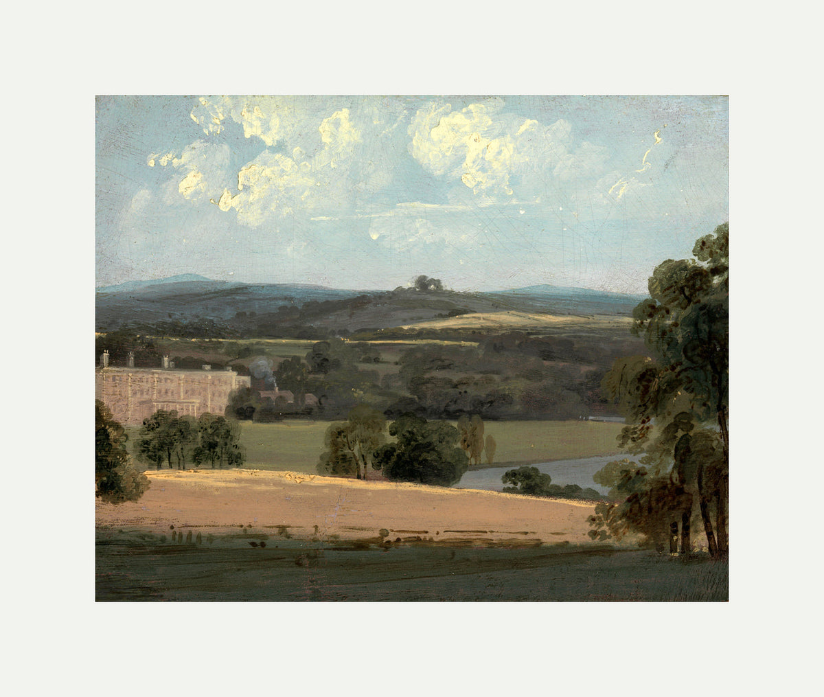 John Constable Print, Trentham Park with an off-white border for rolled canvas