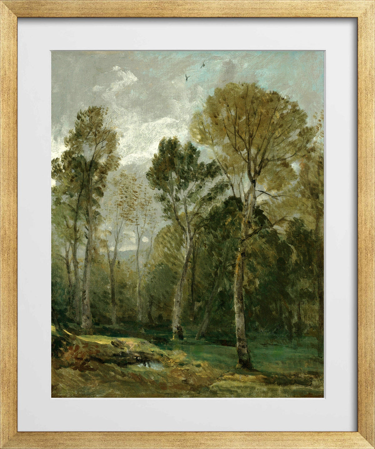 John Constable Print, View Of A Copse in a gold frame