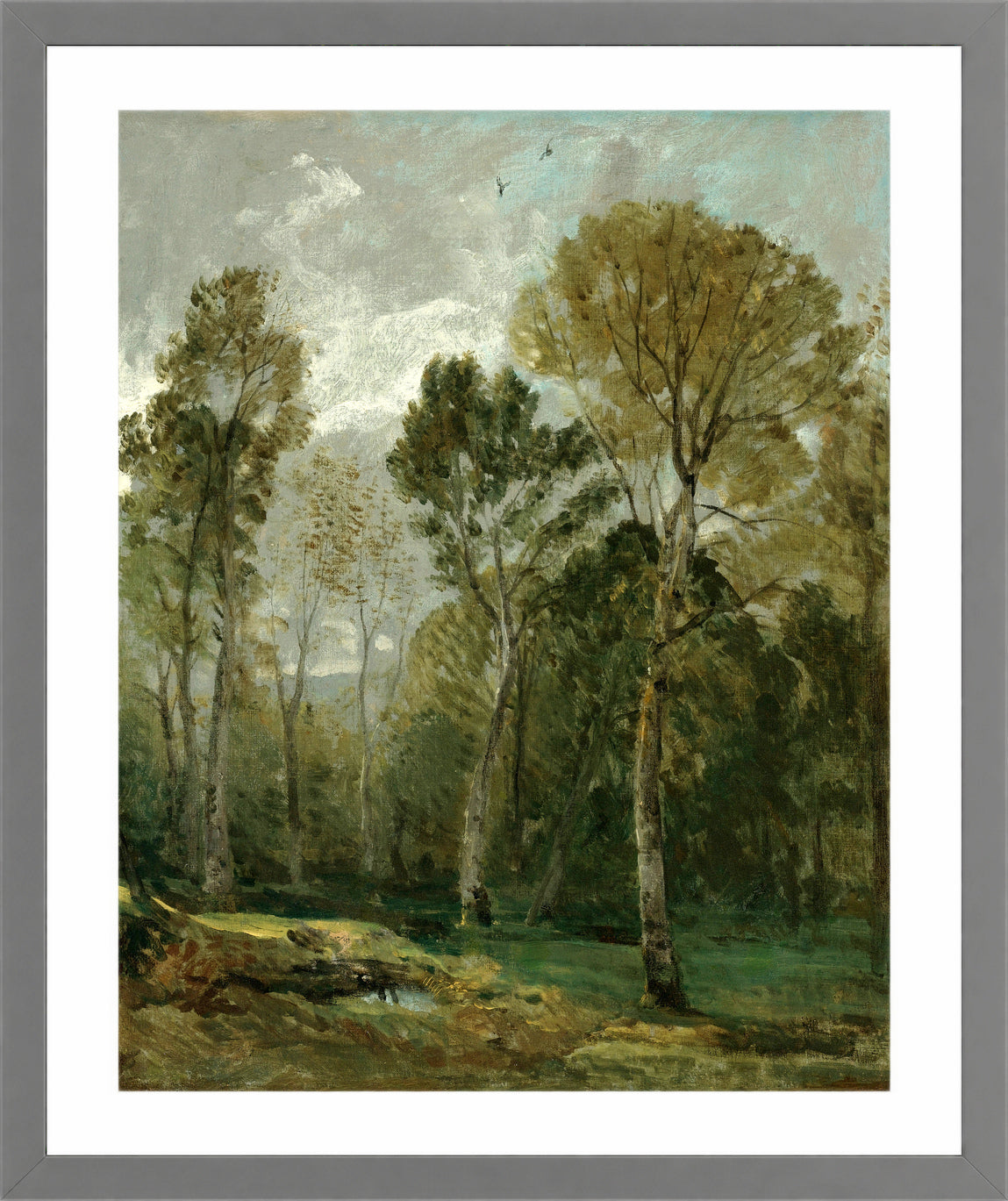 John Constable Print, View Of A Copse in a light grey frame