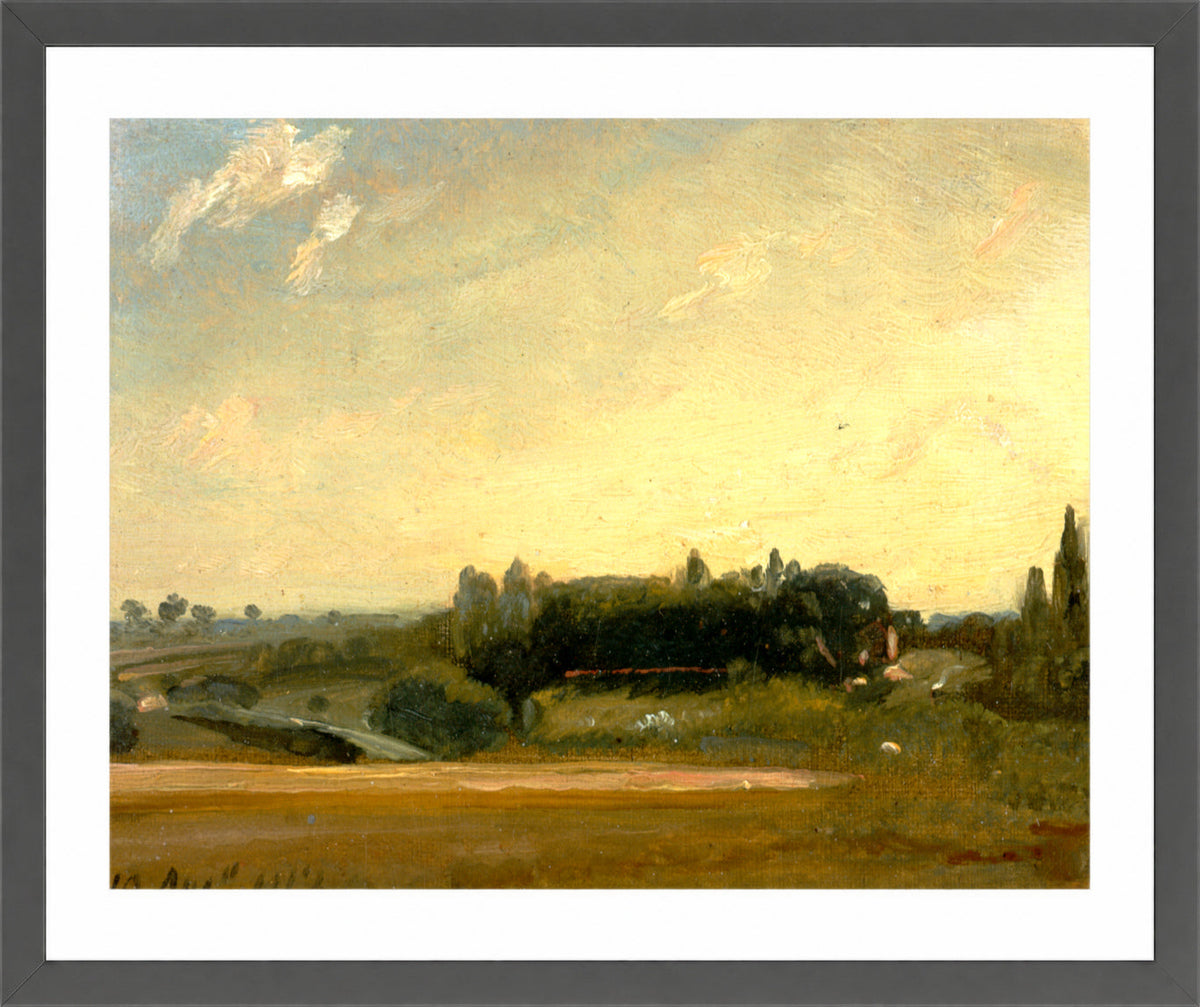 John Constable Print, View Towards the Rectory, East Bergholt (1813) in a dark grey frame