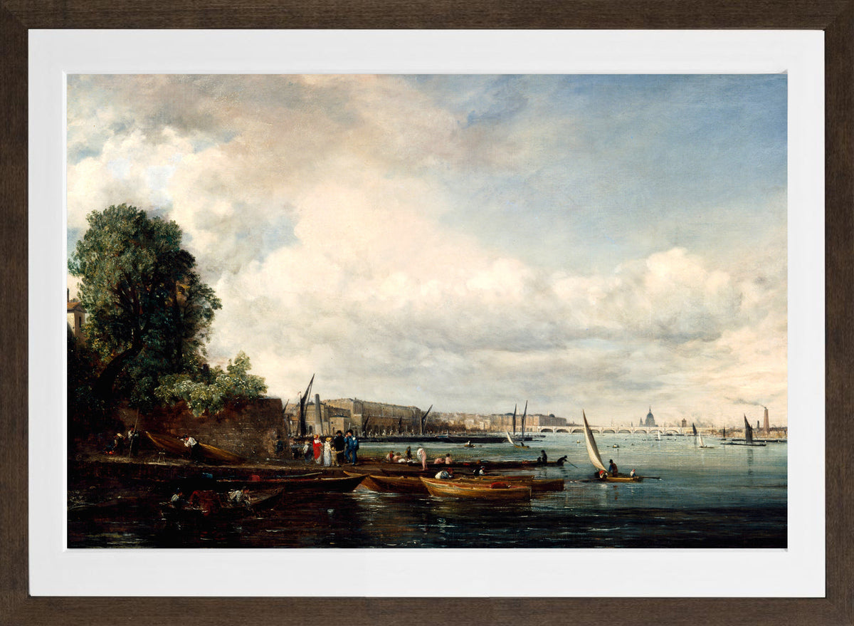 John Constable Print, Waterloo Bridge (circa 1820) in a brown frame
