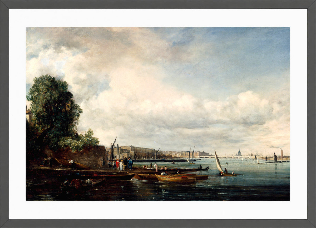 John Constable Print, Waterloo Bridge (circa 1820) in a dark grey frame