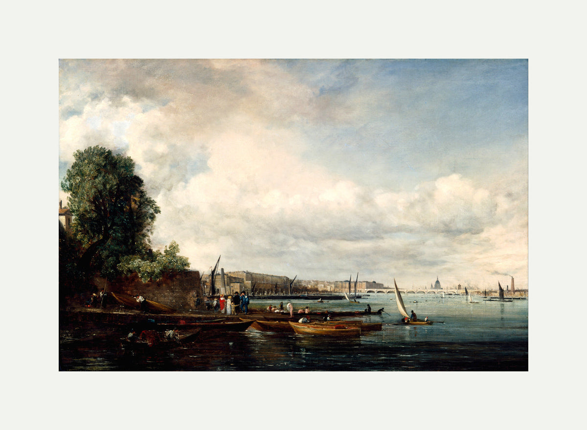 John Constable Print, Waterloo Bridge (circa 1820) with an off-white border for rolled canvas