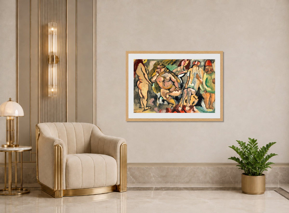 Jules Pascin Print, À Tunis (1921) displayed in an Art Deco interior