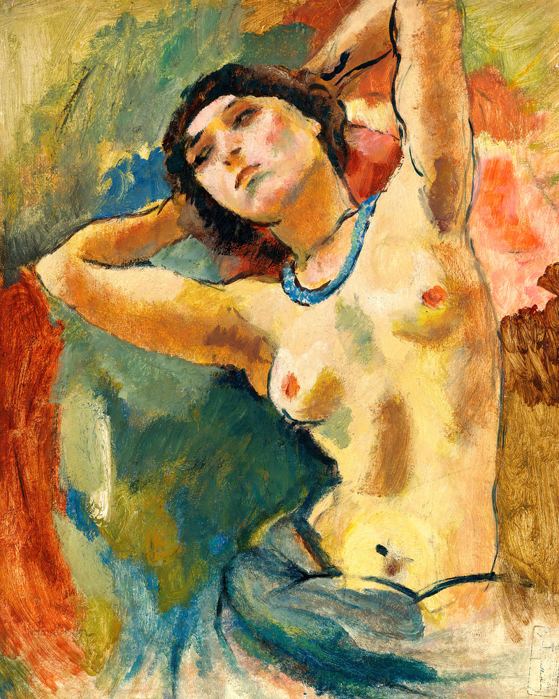 Jules Pascin Print, Brune Au Collier Bleu (1922) as an unframed print